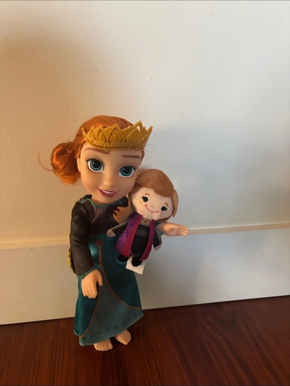 Disney Anna Fashion Doll with Plush Olaf Mini - Teal Dress and Gold Crown